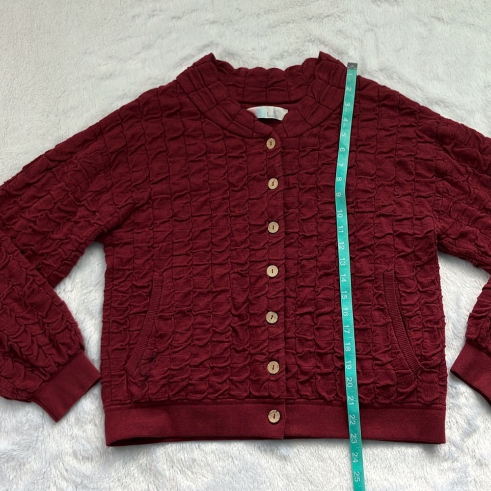 Like New Free People Beach Sunny Sweater Bomber Cardigan in Wild Garnet, Large - Picture 4 of 7